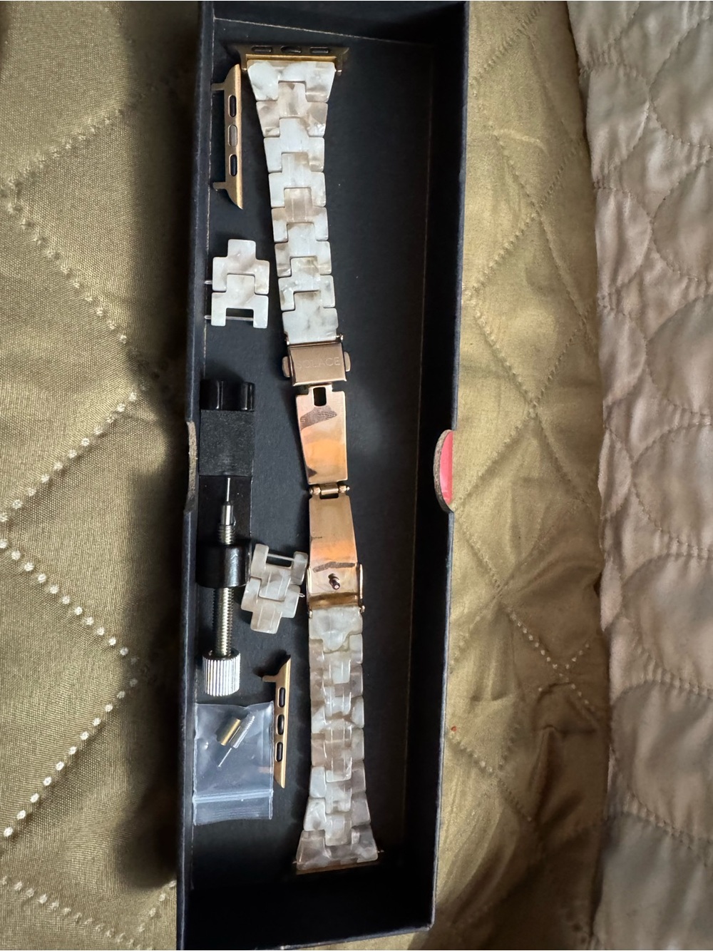 Solace London Rose Gold and Cream Resin Link Watch Band